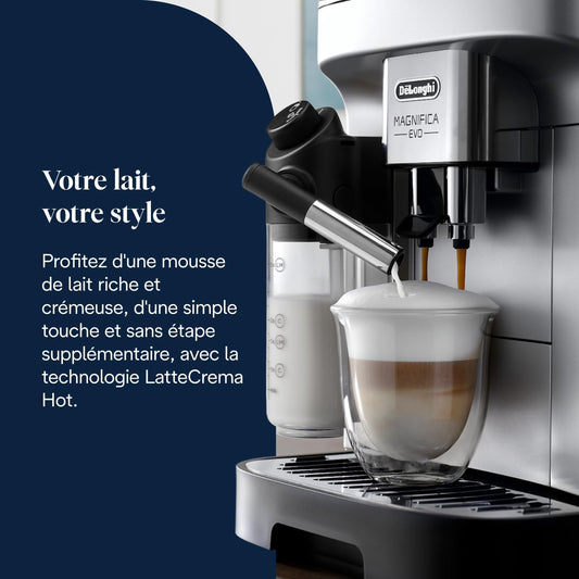 Magnifica Evo ECAM292.81.SB-Perfetto Machine à Café Automatique 7 Boissons en une Seule Touche,Commandes Soft Touch,Argent et Noir